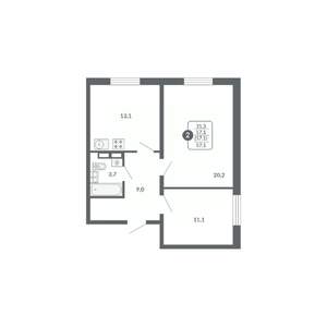 2-к квартира, вторичка, 57м2, 11/17 этаж